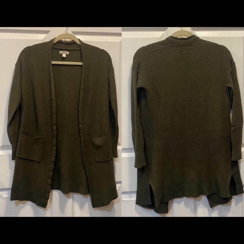 3/4 Sleeve Olive Heathered Open Goodthreads Cardigan size S w/ pockets
